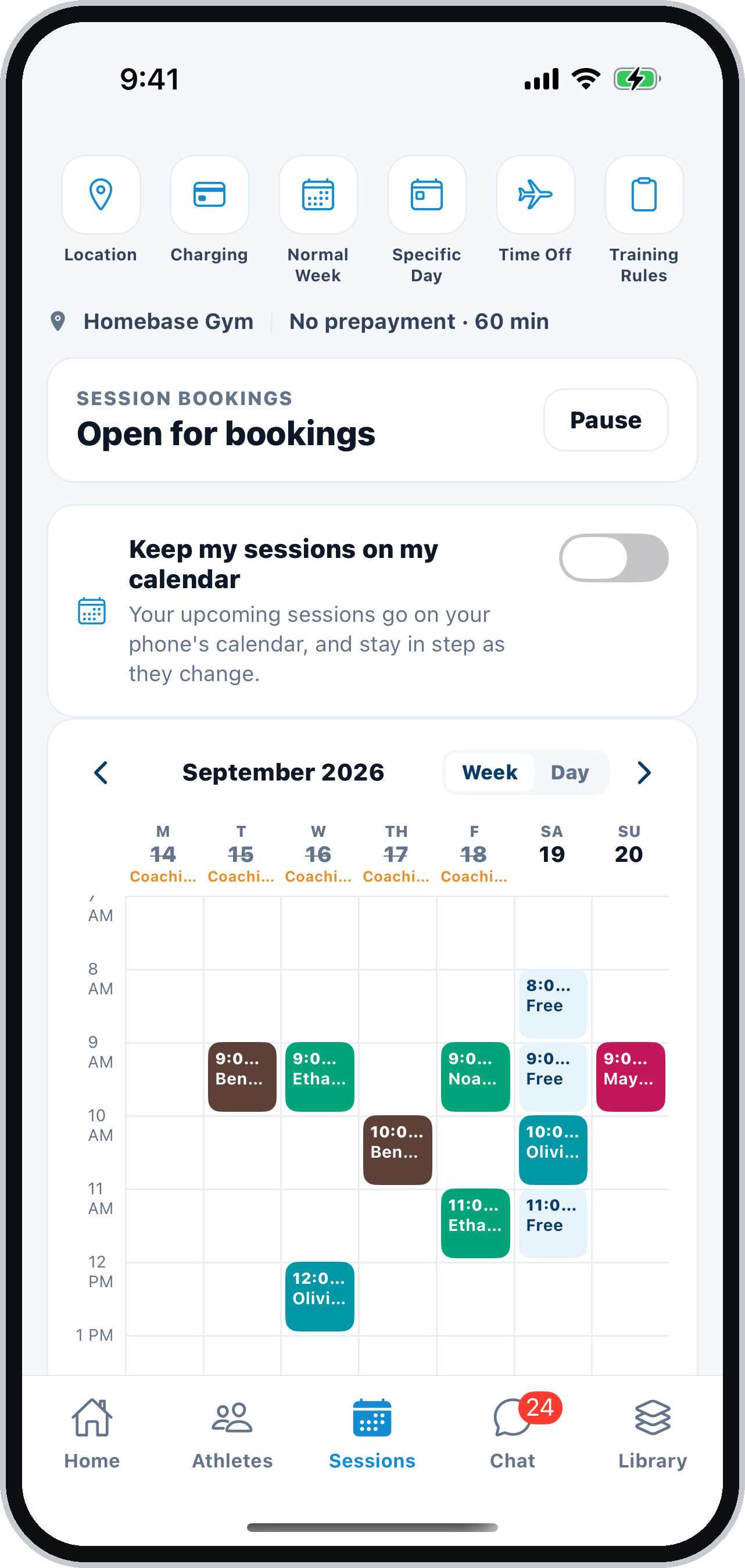 The bookable week